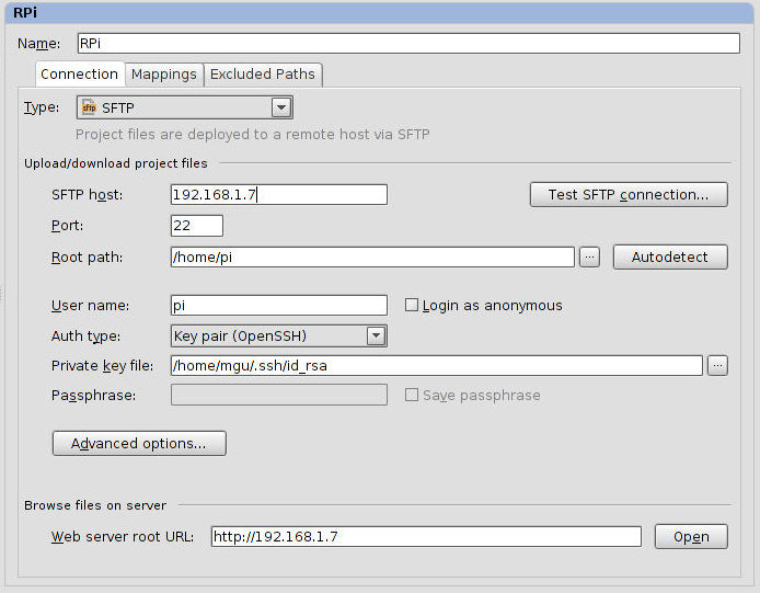 Configuration of connection details